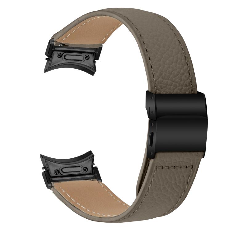 For Samsung Galaxy Watch 7 40 / 44mm Quick Release Lychee Texture Black Turtle Back Buckle Leather Watch Band