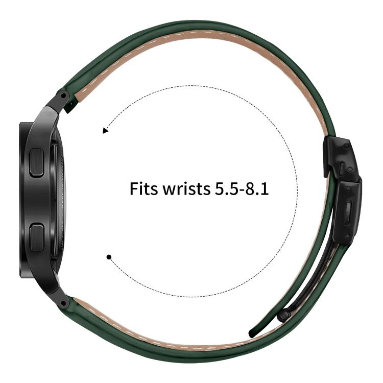 For Samsung Galaxy Watch 7 40 / 44mm Quick Release Lychee Texture Black Turtle Back Buckle Leather Watch Band
