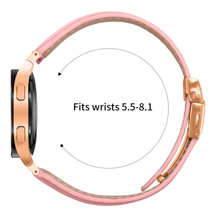 For Samsung Galaxy Watch 7 40 / 44mm Lychee Texture Rose Gold Turtle Back Buckle Leather Watch Band