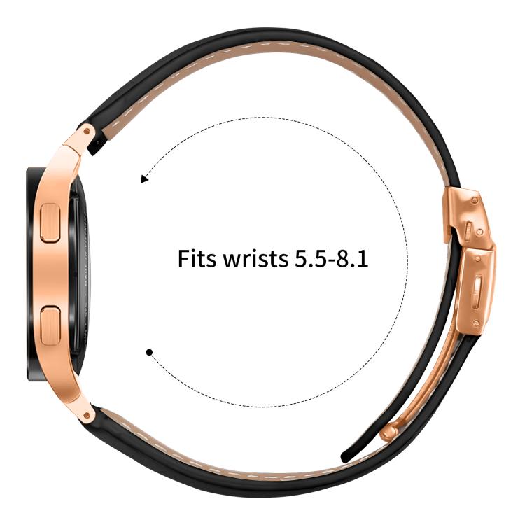 For Samsung Galaxy Watch 7 40 / 44mm Lychee Texture Rose Gold Turtle Back Buckle Leather Watch Band