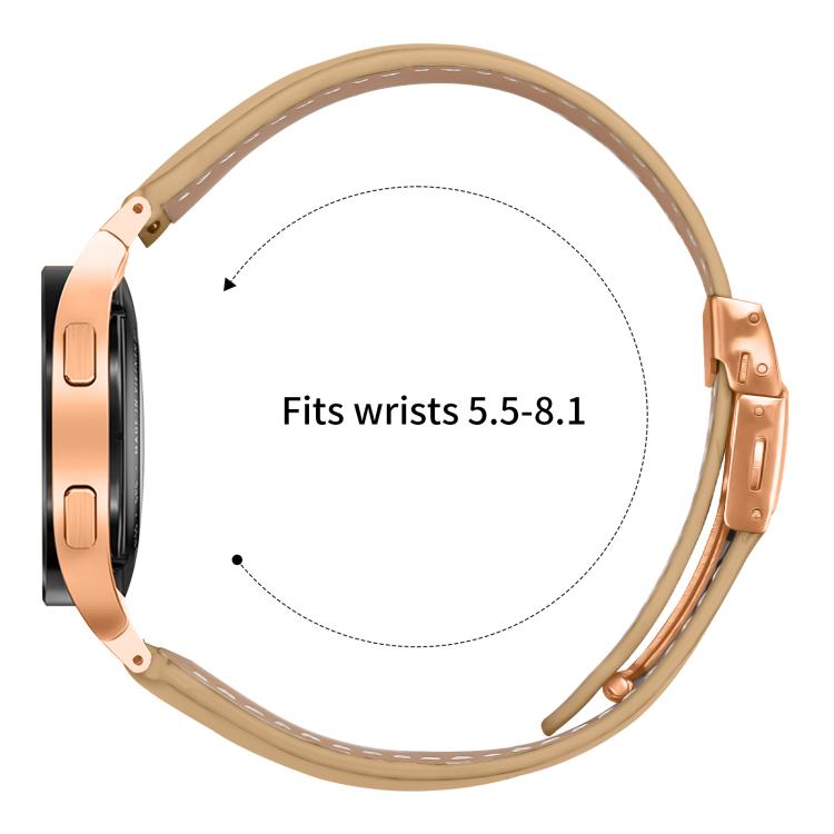For Samsung Galaxy Watch 7 40 / 44mm Lychee Texture Rose Gold Turtle Back Buckle Leather Watch Band