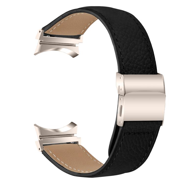 For Samsung Galaxy Watch 7 40 / 44mm Lychee Texture Starlight Turtle Back Buckle Leather Watch Band