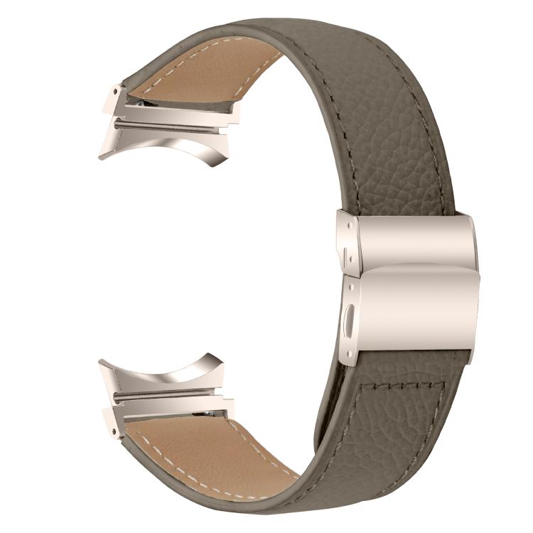 For Samsung Galaxy Watch 7 40 / 44mm Lychee Texture Starlight Turtle Back Buckle Leather Watch Band