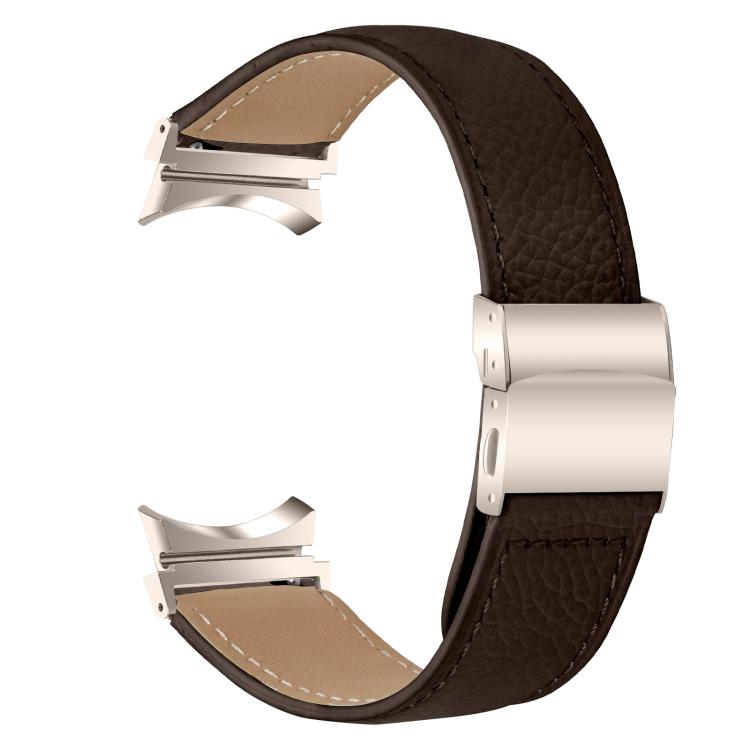 For Samsung Galaxy Watch 7 40 / 44mm Lychee Texture Starlight Turtle Back Buckle Leather Watch Band