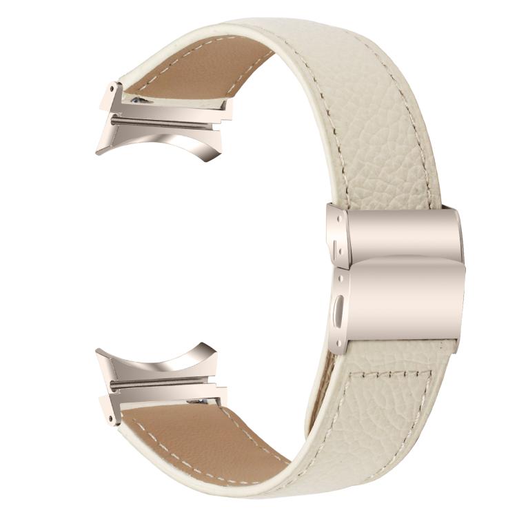 For Samsung Galaxy Watch 7 40 / 44mm Lychee Texture Starlight Turtle Back Buckle Leather Watch Band