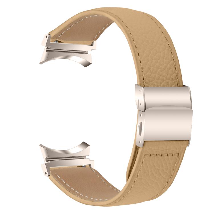 For Samsung Galaxy Watch 7 40 / 44mm Lychee Texture Starlight Turtle Back Buckle Leather Watch Band