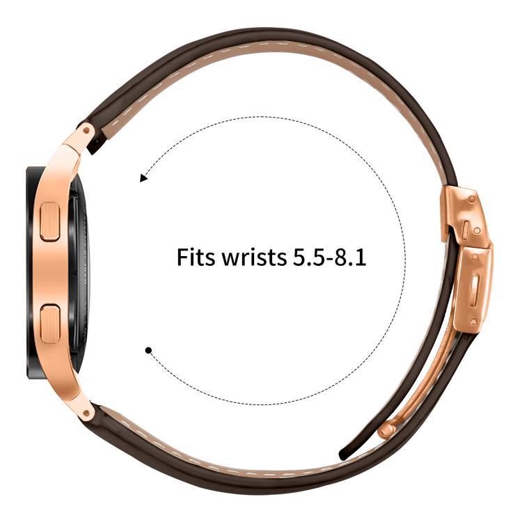 For Samsung Galaxy Watch 7 40 / 44mm Quick Release Lychee Texture Rose Gold Turtle Back Buckle Leather Watch Band