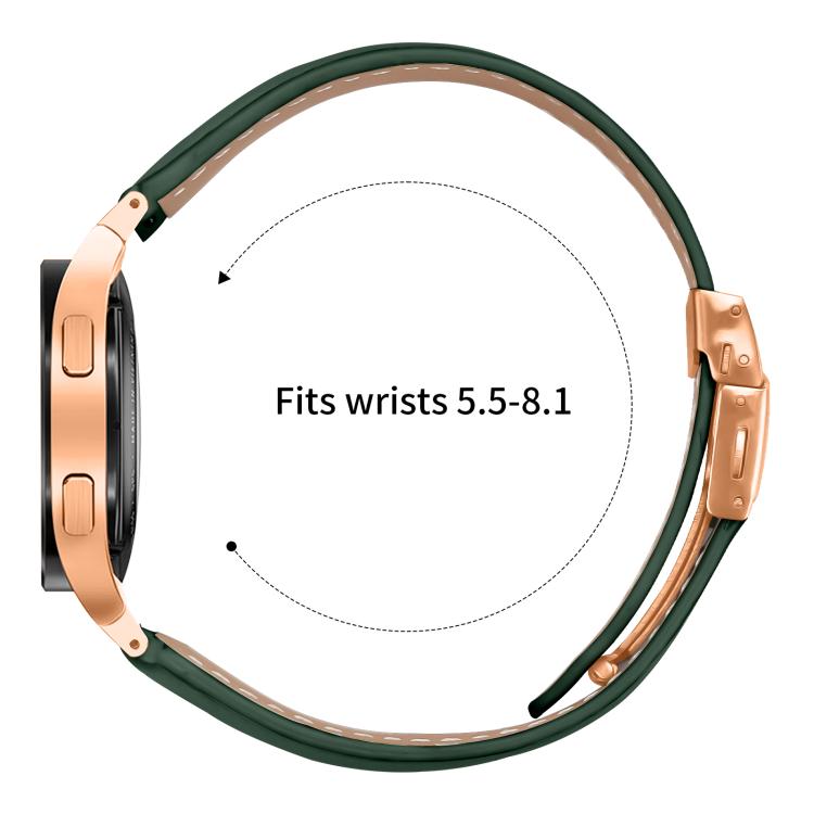 For Samsung Galaxy Watch 7 40 / 44mm Quick Release Lychee Texture Rose Gold Turtle Back Buckle Leather Watch Band