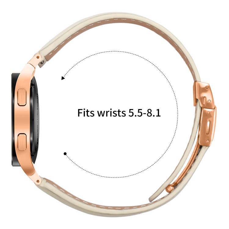 For Samsung Galaxy Watch 7 40 / 44mm Quick Release Lychee Texture Rose Gold Turtle Back Buckle Leather Watch Band
