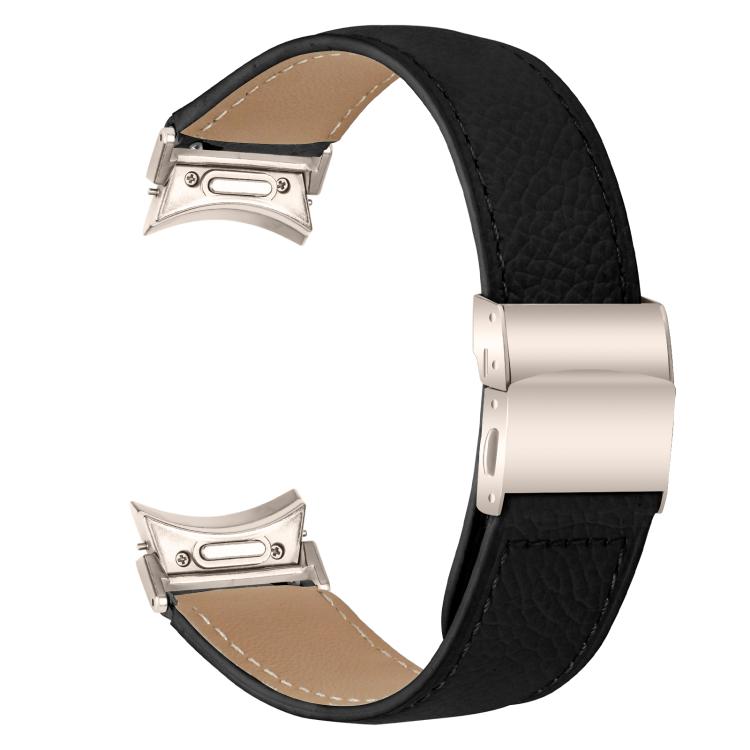For Samsung Galaxy Watch 7 40 / 44mm Quick Release Lychee Texture Starlight Turtle Back Buckle Leather Watch Band