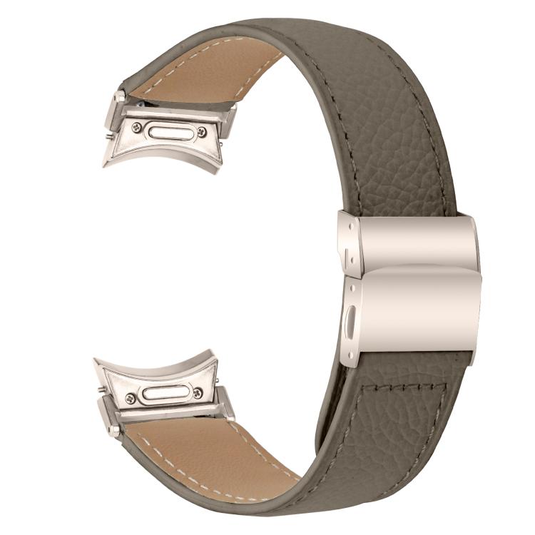 For Samsung Galaxy Watch 7 40 / 44mm Quick Release Lychee Texture Starlight Turtle Back Buckle Leather Watch Band