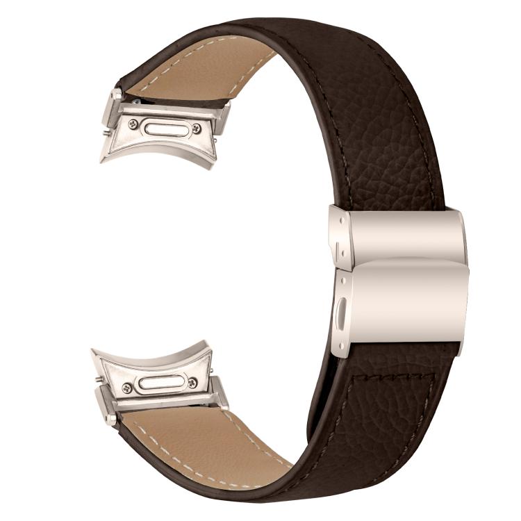 For Samsung Galaxy Watch 7 40 / 44mm Quick Release Lychee Texture Starlight Turtle Back Buckle Leather Watch Band