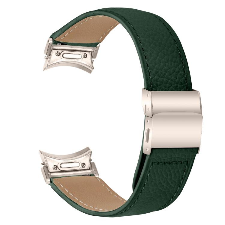 For Samsung Galaxy Watch 7 40 / 44mm Quick Release Lychee Texture Starlight Turtle Back Buckle Leather Watch Band