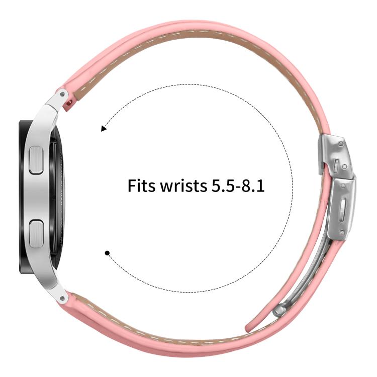 For Samsung Galaxy Watch 7 40 / 44mm Quick Release Lychee Texture Silver Turtle Back Buckle Leather Watch Band