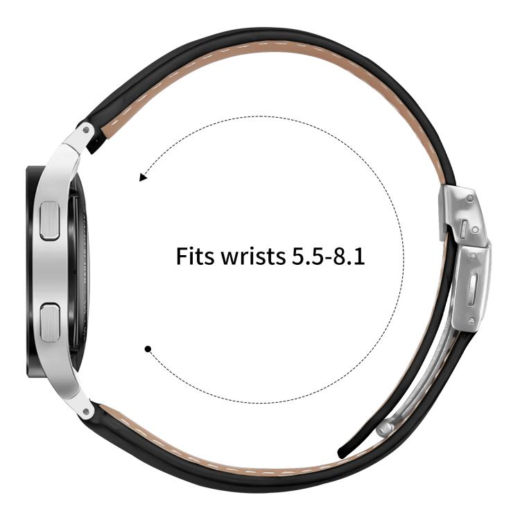 For Samsung Galaxy Watch 7 40 / 44mm Quick Release Lychee Texture Silver Turtle Back Buckle Leather Watch Band