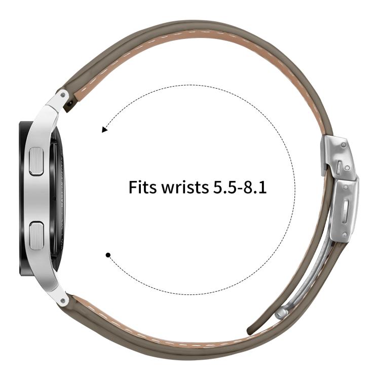For Samsung Galaxy Watch 7 40 / 44mm Quick Release Lychee Texture Silver Turtle Back Buckle Leather Watch Band
