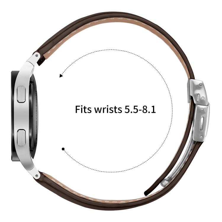 For Samsung Galaxy Watch 7 40 / 44mm Quick Release Lychee Texture Silver Turtle Back Buckle Leather Watch Band