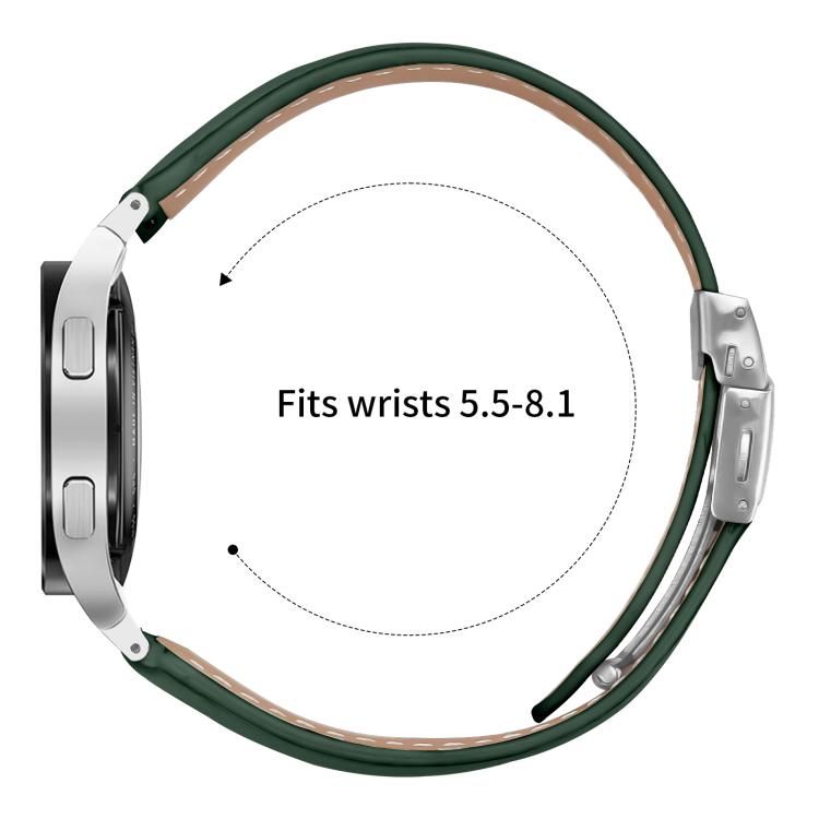 For Samsung Galaxy Watch 7 40 / 44mm Quick Release Lychee Texture Silver Turtle Back Buckle Leather Watch Band