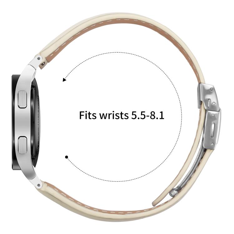 For Samsung Galaxy Watch 7 40 / 44mm Quick Release Lychee Texture Silver Turtle Back Buckle Leather Watch Band