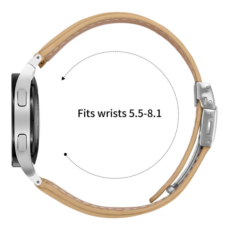 For Samsung Galaxy Watch 7 40 / 44mm Quick Release Lychee Texture Silver Turtle Back Buckle Leather Watch Band
