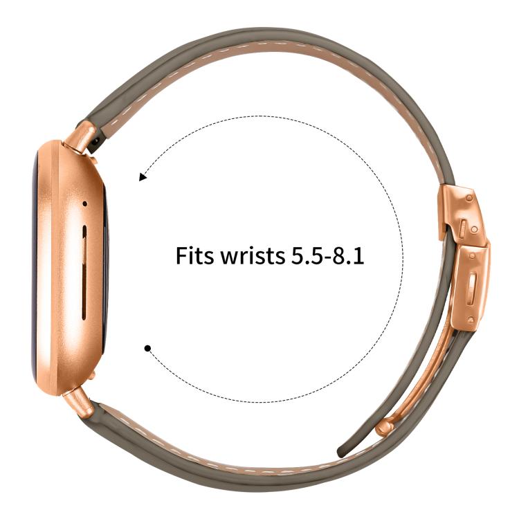 For Fitbit Versa 3 / 4 Lychee Texture Rose Gold Turtle Back Buckle Leather Watch Band