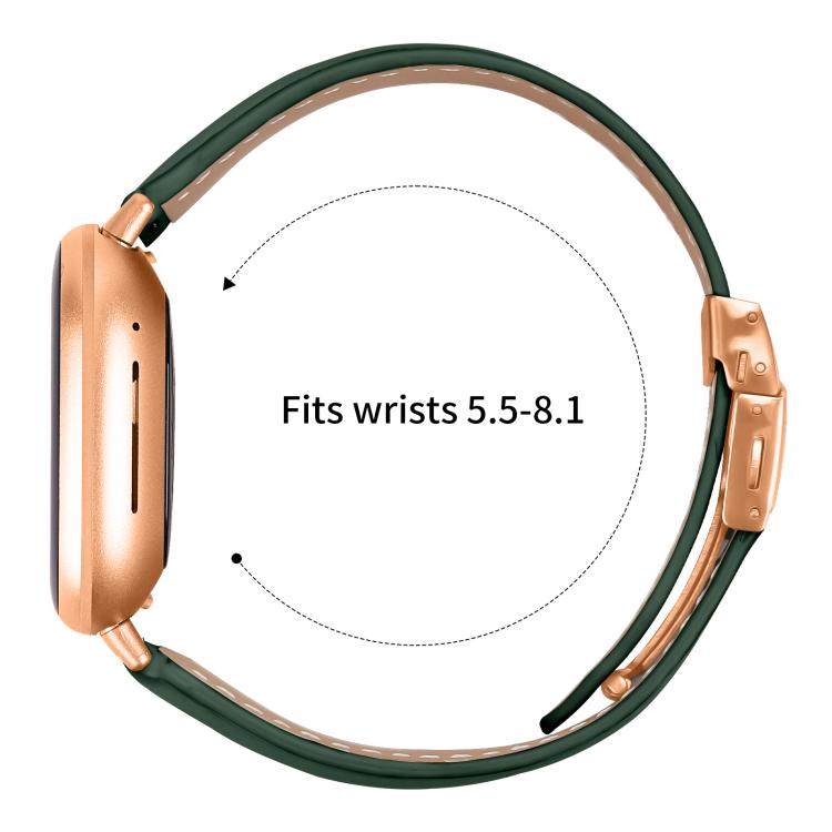 For Fitbit Versa 3 / 4 Lychee Texture Rose Gold Turtle Back Buckle Leather Watch Band