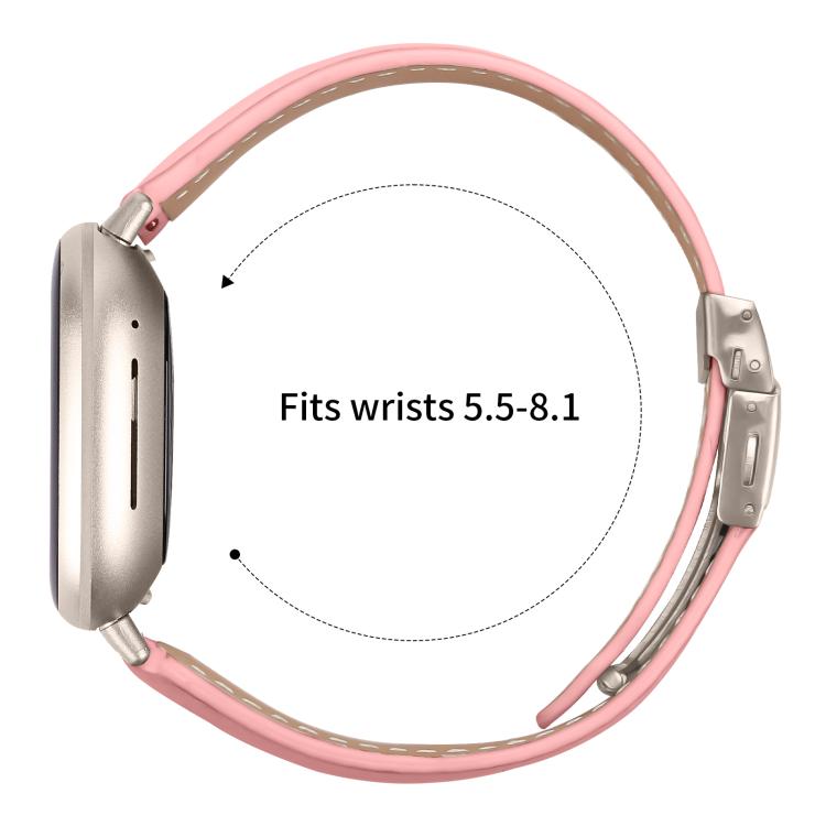 For Fitbit Versa 3 / 4 Lychee Texture Starlight Turtle Back Buckle Leather Watch Band