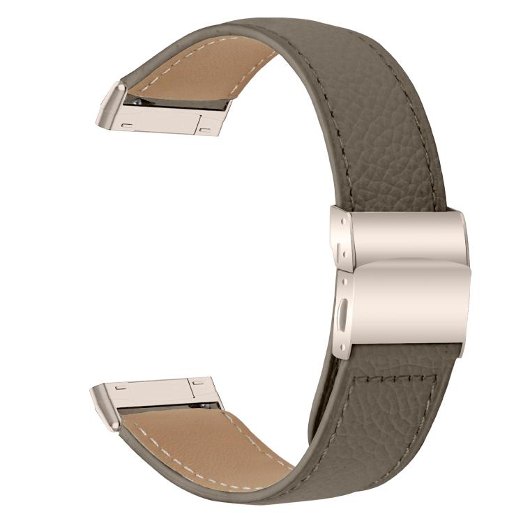For Fitbit Versa 3 / 4 Lychee Texture Starlight Turtle Back Buckle Leather Watch Band