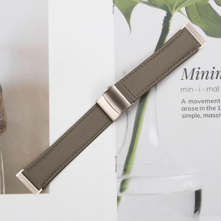 For Fitbit Versa 3 / 4 Lychee Texture Starlight Turtle Back Buckle Leather Watch Band