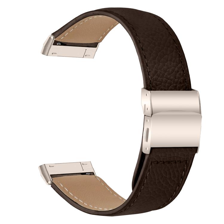For Fitbit Versa 3 / 4 Lychee Texture Starlight Turtle Back Buckle Leather Watch Band