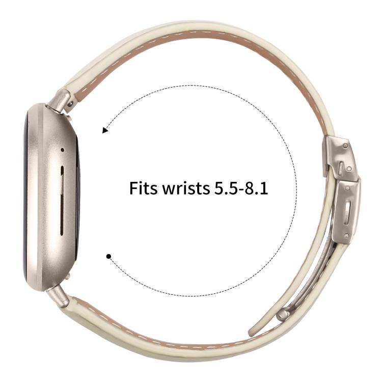 For Fitbit Versa 3 / 4 Lychee Texture Starlight Turtle Back Buckle Leather Watch Band
