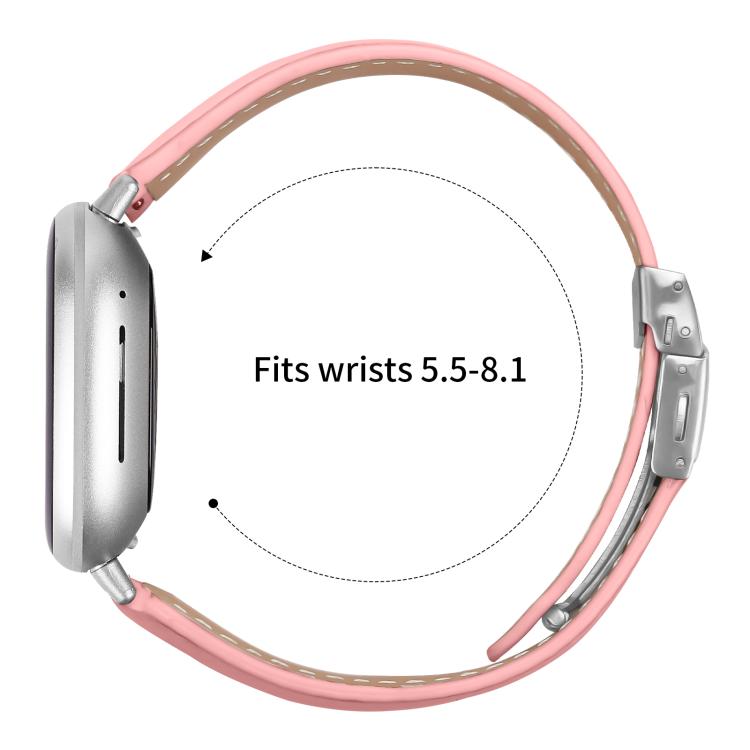 For Fitbit Versa 3 / 4 Lychee Texture Silver Turtle Back Buckle Leather Watch Band