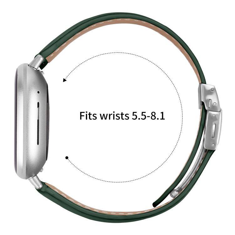 For Fitbit Versa 3 / 4 Lychee Texture Silver Turtle Back Buckle Leather Watch Band