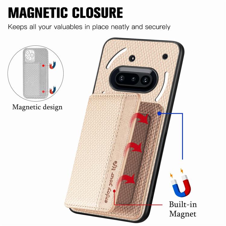 For Nothing Phone 3a Carbon Fiber Magnetic Card Bag Phone Case