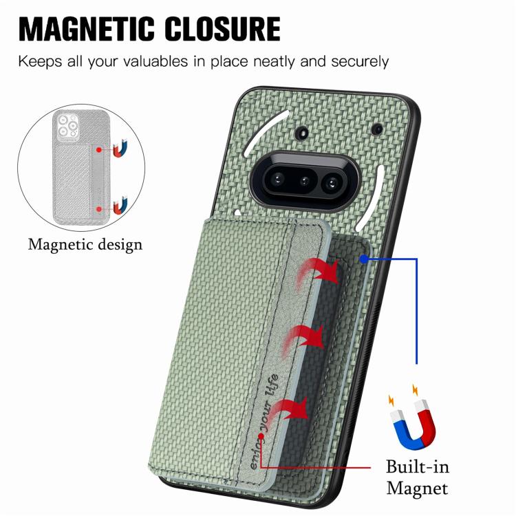 For Nothing Phone 3a Carbon Fiber Magnetic Card Bag Phone Case