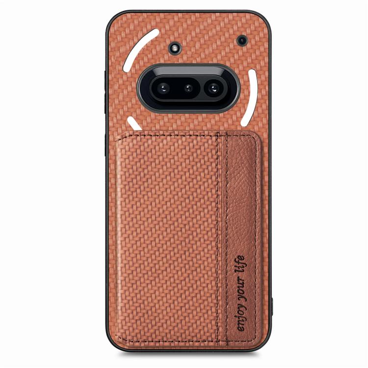 For Nothing Phone 3a Carbon Fiber Magnetic Card Bag Phone Case