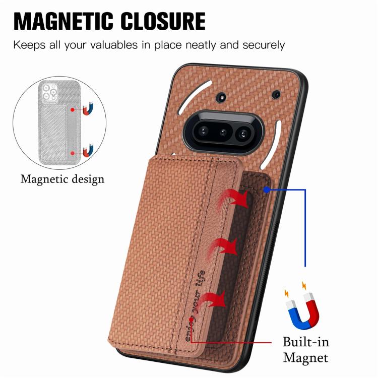For Nothing Phone 3a Carbon Fiber Magnetic Card Bag Phone Case