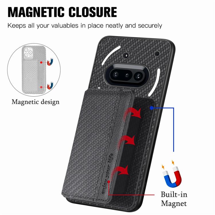 For Nothing Phone 3a Carbon Fiber Magnetic Card Bag Phone Case