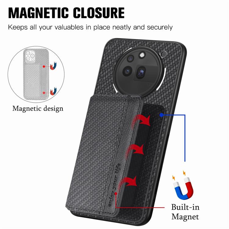 For Nothing Phone 3a Pro Carbon Fiber Magnetic Card Bag Phone Case