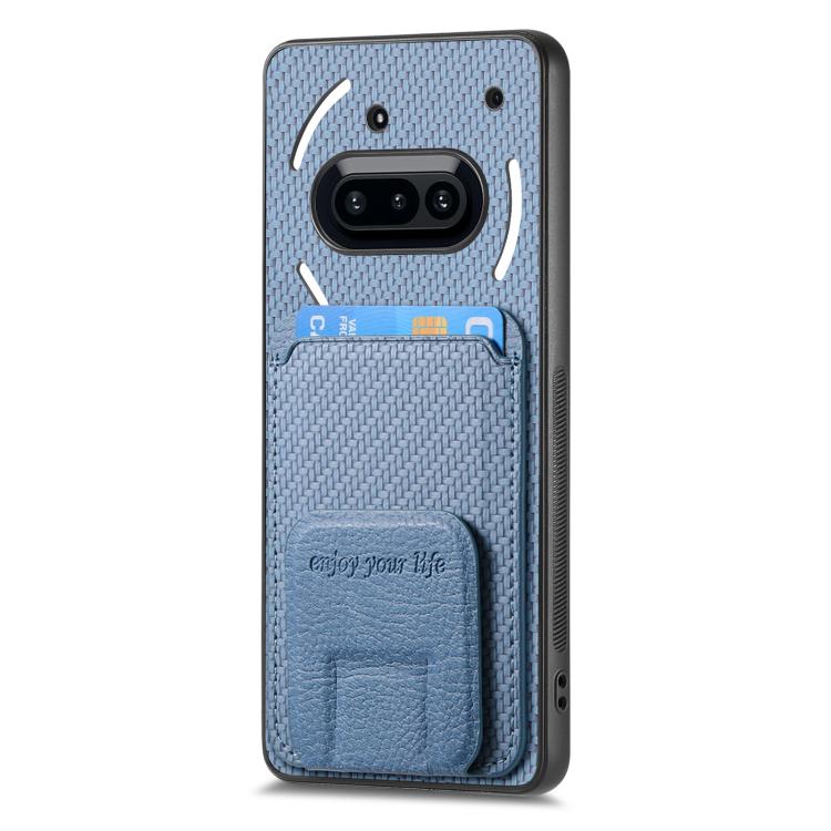 For Nothing Phone 3a Carbon Fiber Card Bag Fold Stand Phone Case