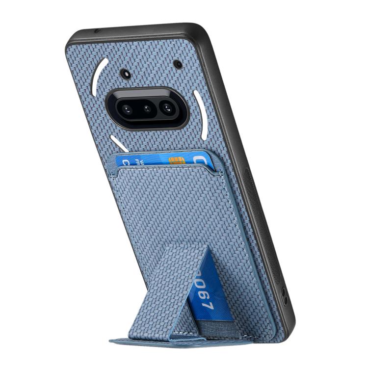 For Nothing Phone 3a Carbon Fiber Card Bag Fold Stand Phone Case