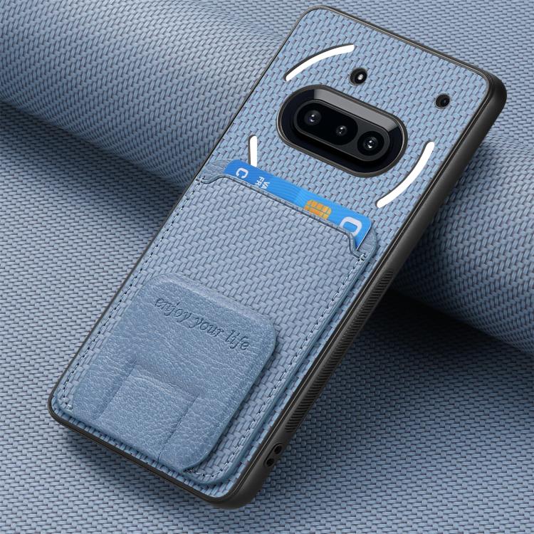 For Nothing Phone 3a Carbon Fiber Card Bag Fold Stand Phone Case