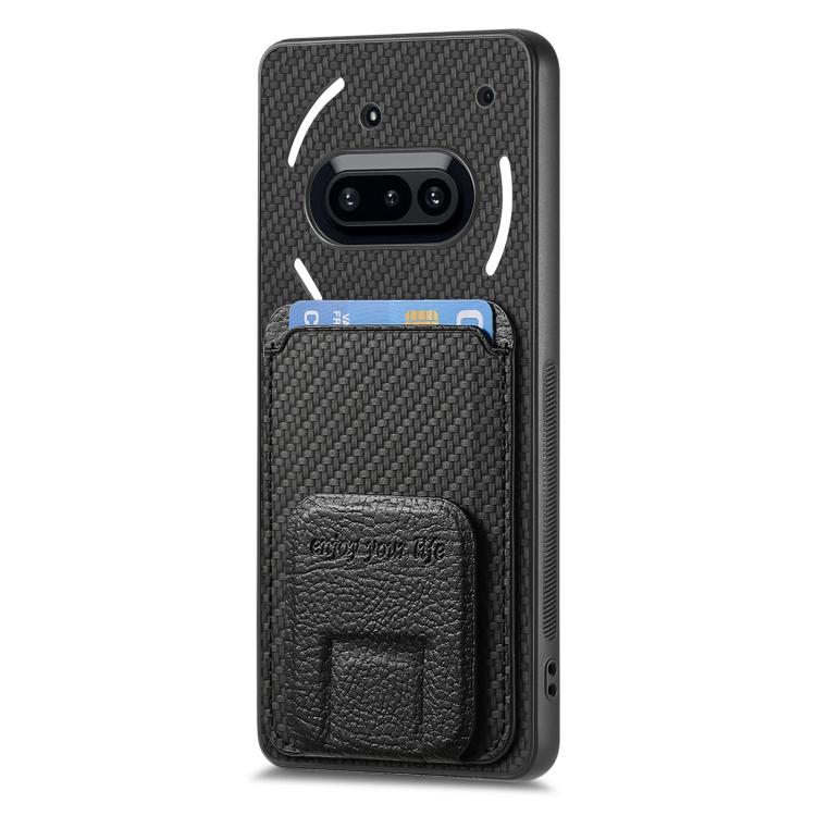 For Nothing Phone 3a Carbon Fiber Card Bag Fold Stand Phone Case
