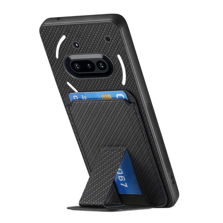 For Nothing Phone 3a Carbon Fiber Card Bag Fold Stand Phone Case