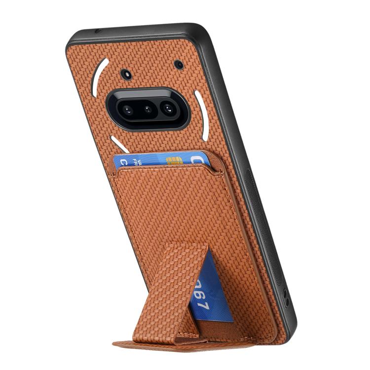 For Nothing Phone 3a Carbon Fiber Card Bag Fold Stand Phone Case