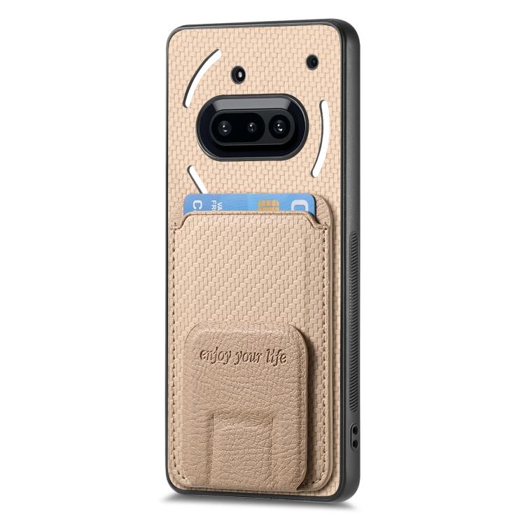 For Nothing Phone 3a Carbon Fiber Card Bag Fold Stand Phone Case