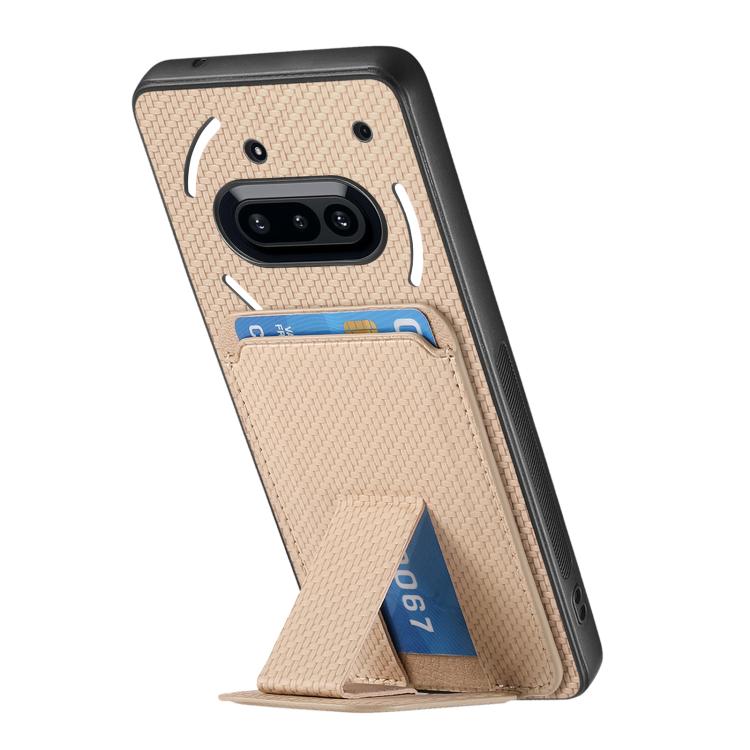 For Nothing Phone 3a Carbon Fiber Card Bag Fold Stand Phone Case