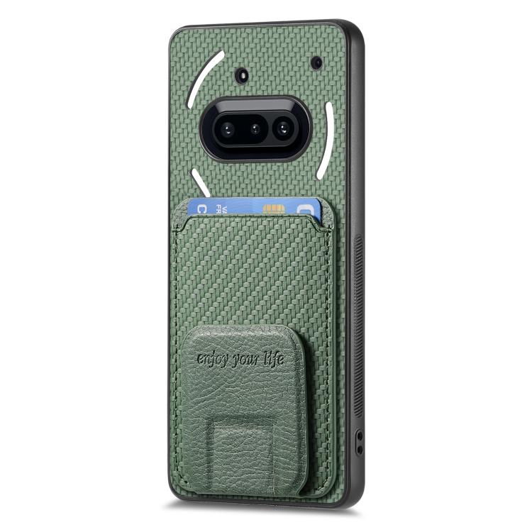 For Nothing Phone 3a Carbon Fiber Card Bag Fold Stand Phone Case