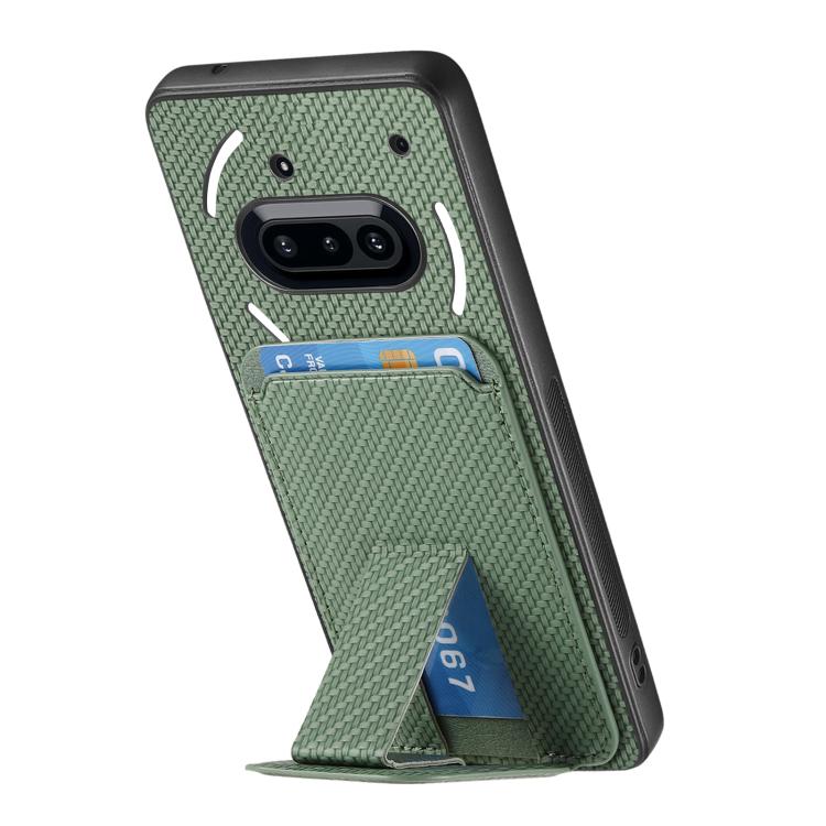 For Nothing Phone 3a Carbon Fiber Card Bag Fold Stand Phone Case