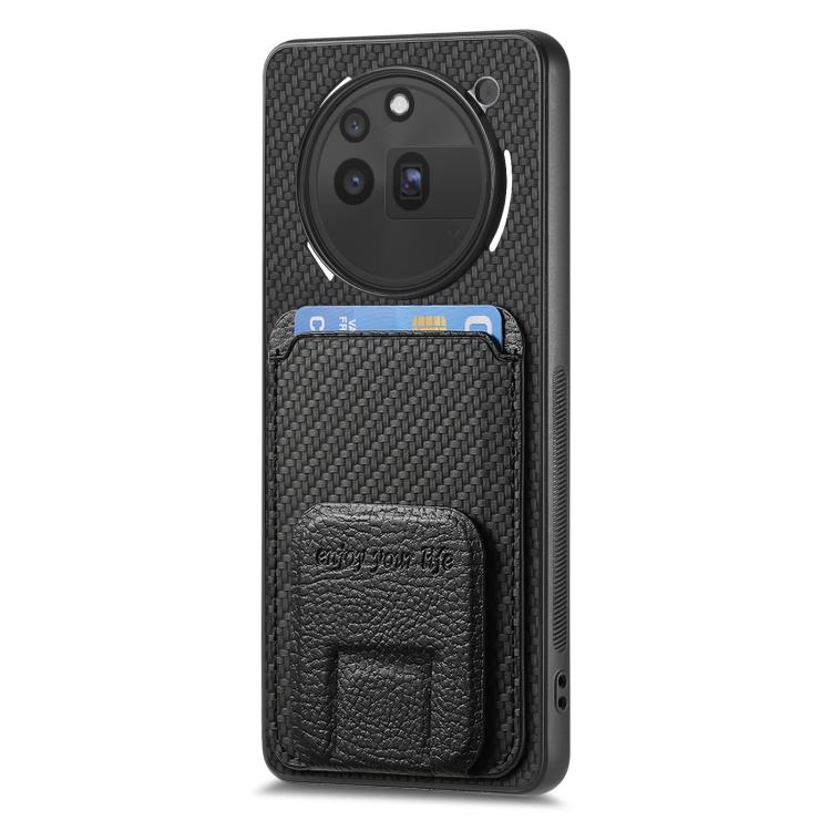For Nothing Phone 3a Pro Carbon Fiber Card Bag Fold Stand Phone Case
